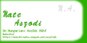 mate aszodi business card