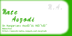 mate aszodi business card